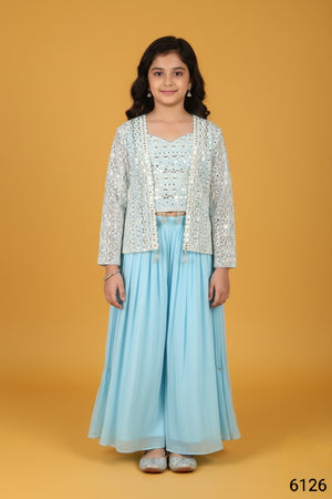 Sky Blue Colour Plazo Set(GE-GPZS_6126)