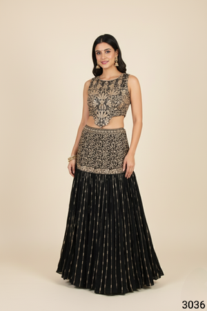 Black Colour Ghaghra Choli(LE-WGHC_3036)