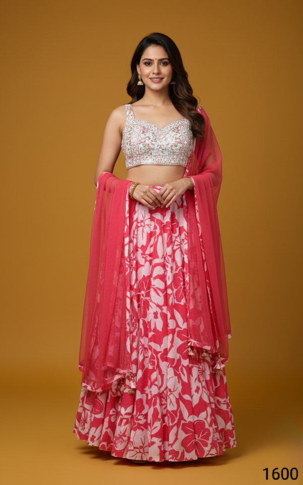 Cream Colour Ghaghra Choli(LE-WGHC_1600)