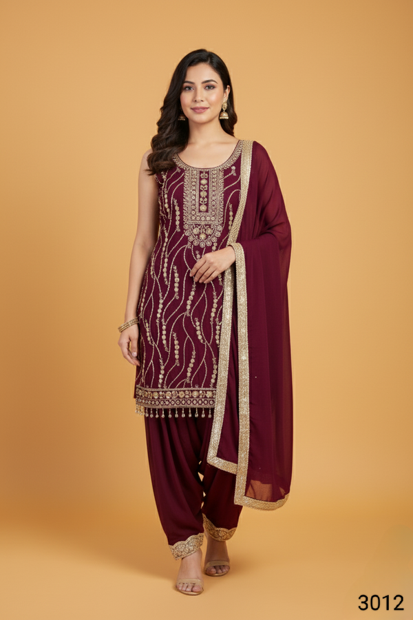 Magenta Colour Plazo Set(LE-WPZS_3012)