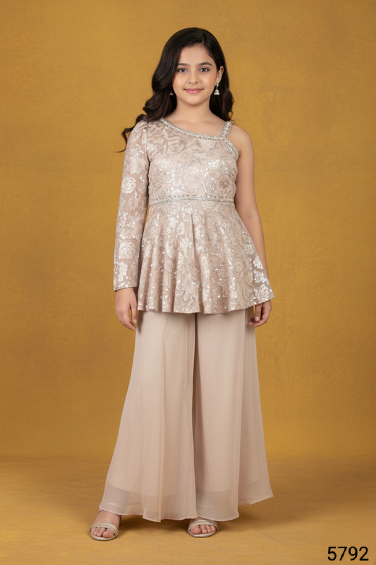 Fawn Colour Plazo Set(GE-GPZS_5792)