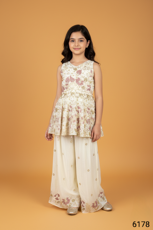 Cream Colour Plazo Set(GE-GPZS_6178)