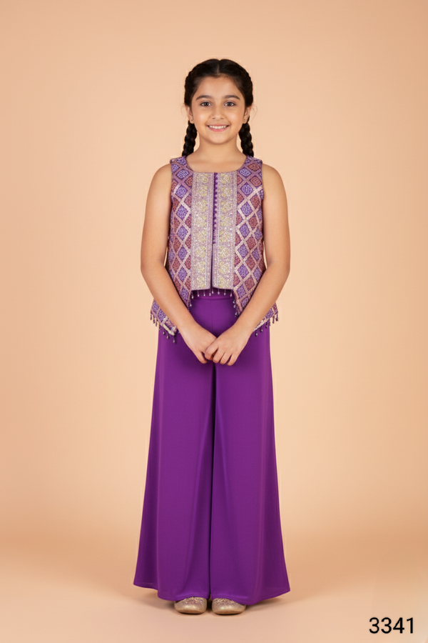 Purple Colour Plazo Set(GE-GPZS_3341)