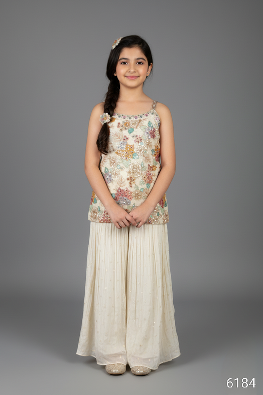 Cream Colour Plazo Set(GE-GPZS_6184)