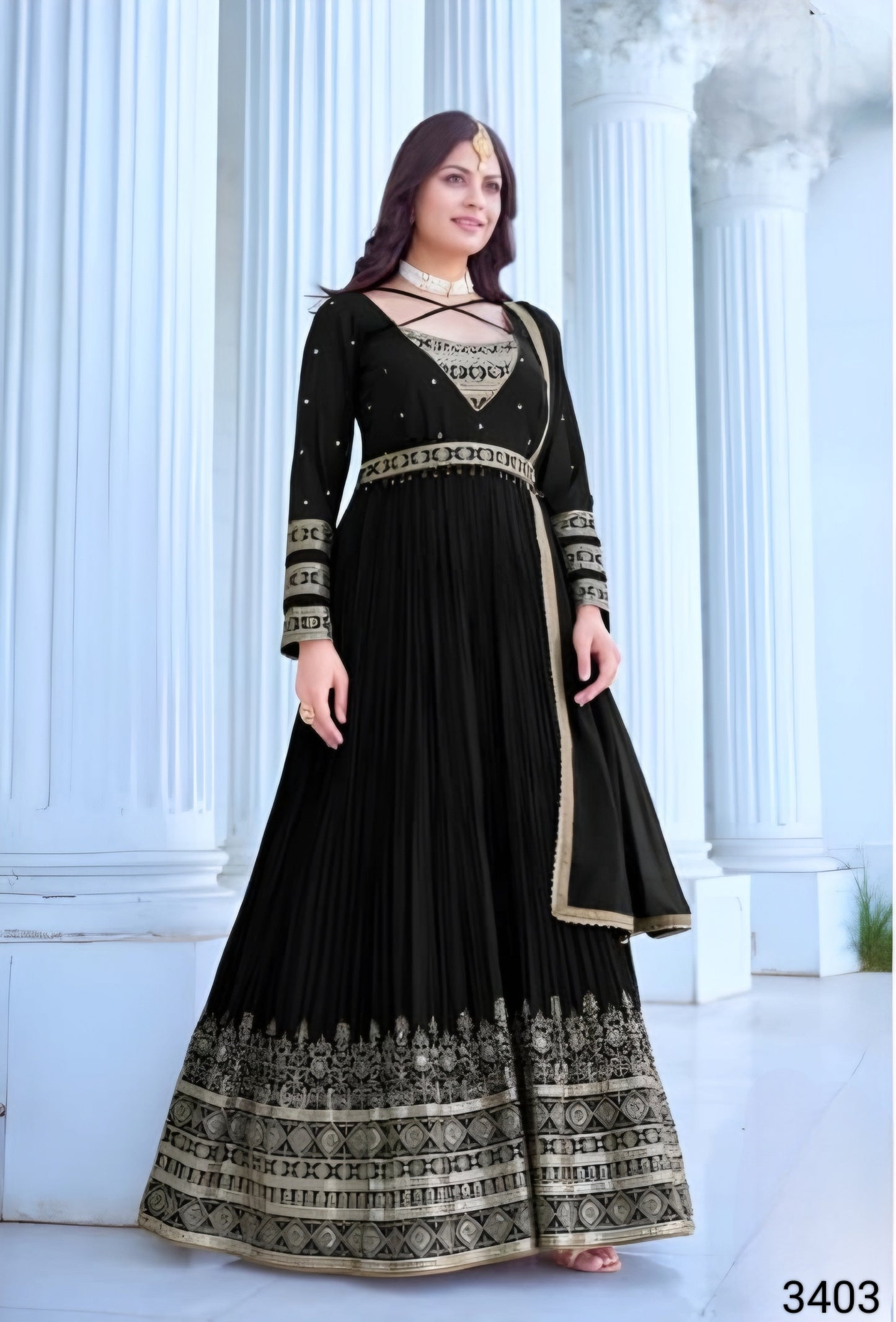 Black Colour Long Anarkali(LE-WANK_3403)