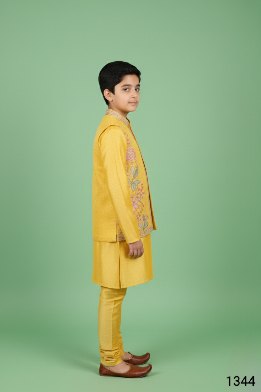 Gold Colour Jacket Kurta Set(BE-BBUS_1344)