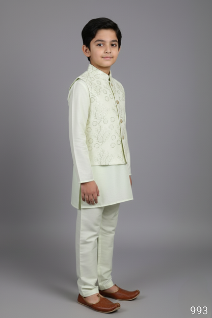 Light Green Colour Jacket Kurta Set(BE-BBUS_993)