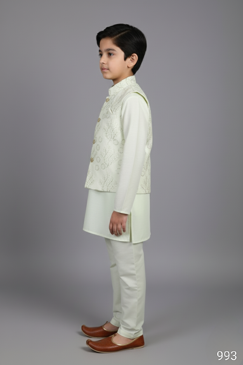 Light Green Colour Jacket Kurta Set(BE-BBUS_993)
