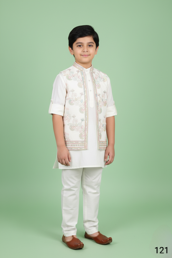 Cream Colour Jacket Kurta Set(BE-BBUS_121)