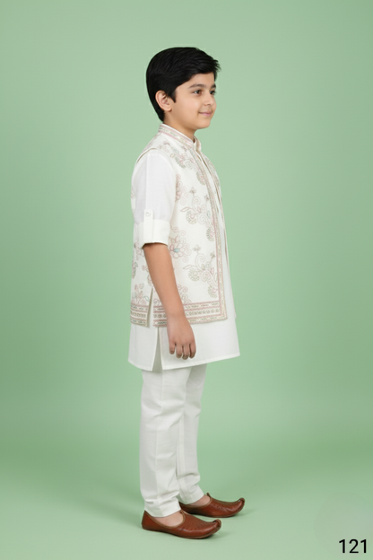 Cream Colour Jacket Kurta Set(BE-BBUS_121)