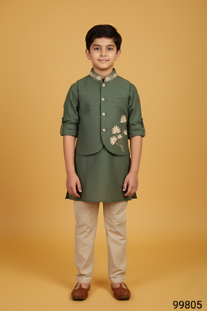 Olive Green Jacket Kurta Set(BE-BBUS_99805)
