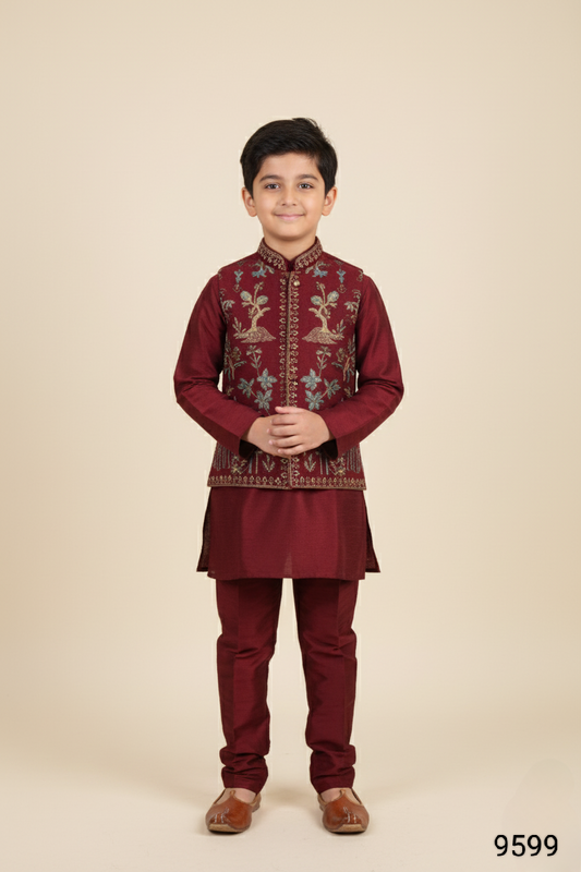 Maroon Colour Jacket Kurta Set(BE-BBUS_9599)