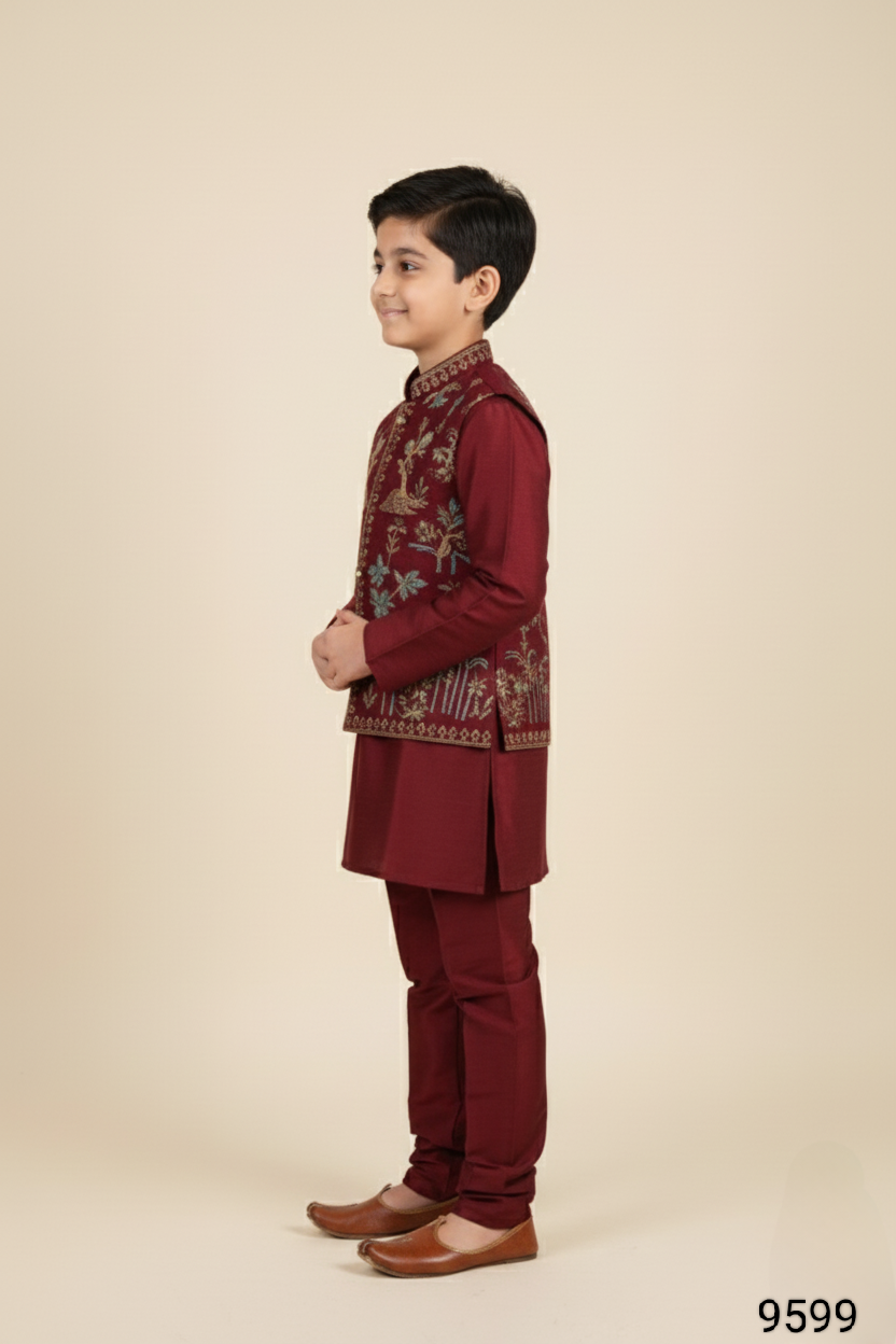 Maroon Colour Jacket Kurta Set(BE-BBUS_9599)