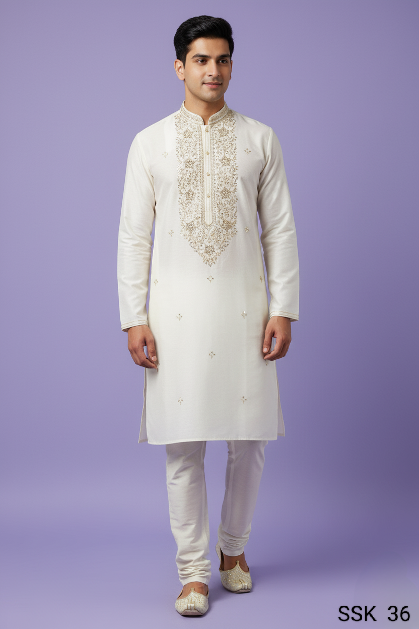 Cream Colour Kurta with Bottom(ME-MKUS_SSK 36)