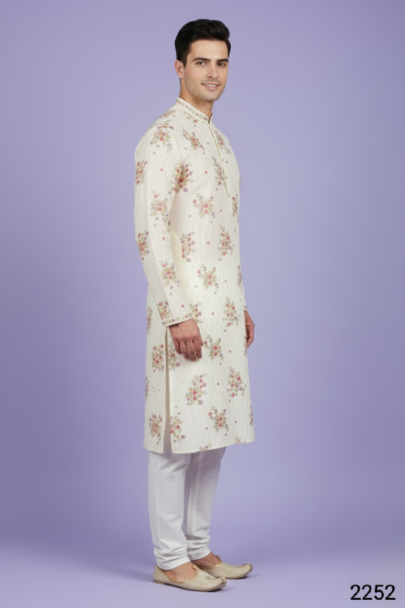 Cream Colour Kurta with Bottom(ME-MKUS_2252)