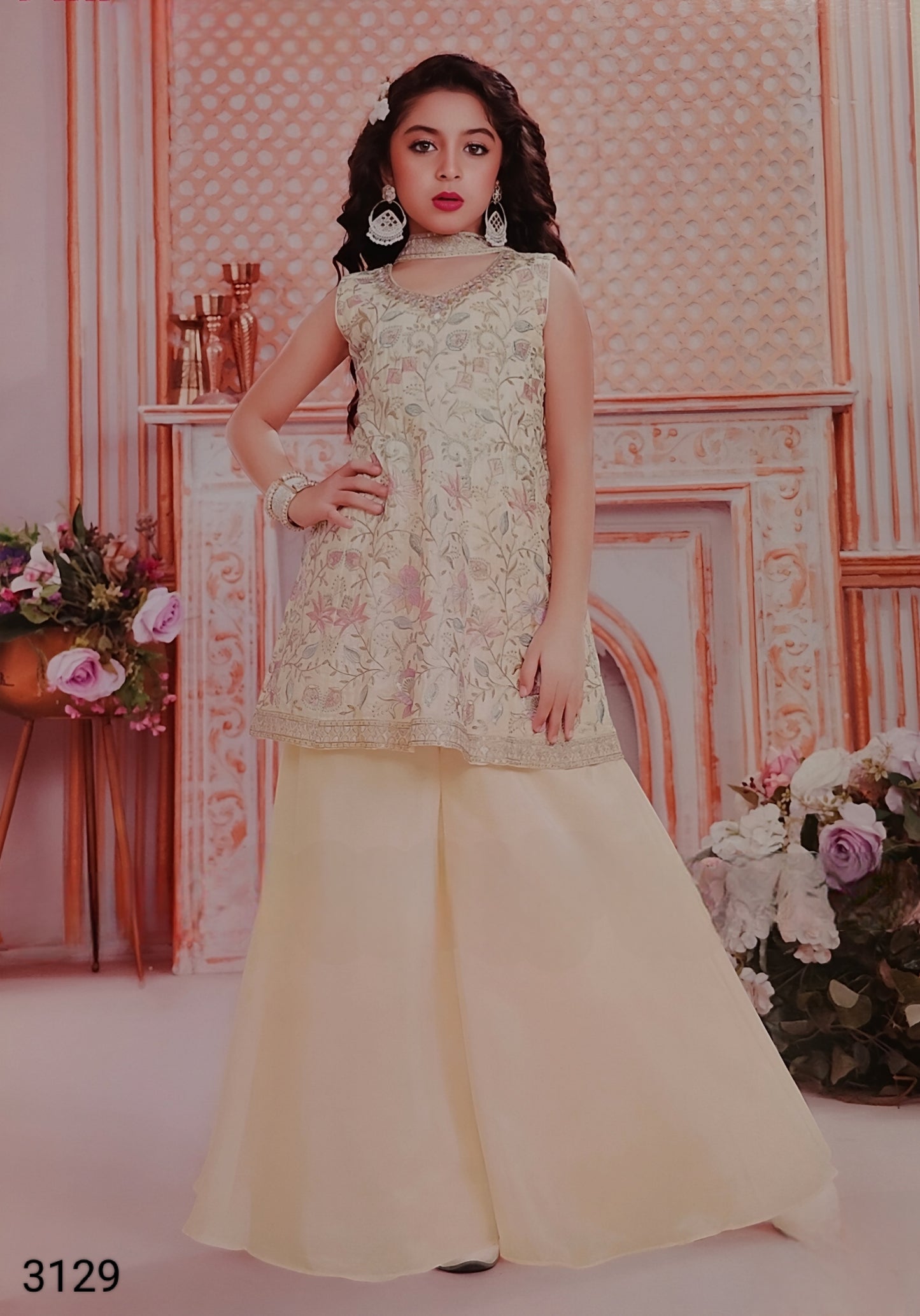 Cream Colour Plazo Set(GE-GPZS_3129)