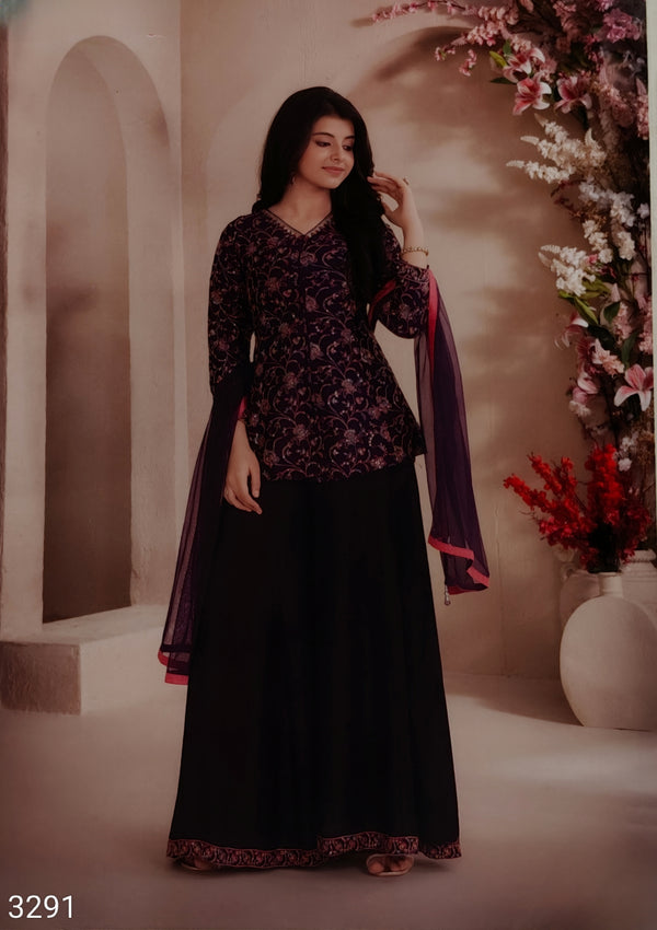 Purple Colour Plazo Set(GE-GPZS_3291)