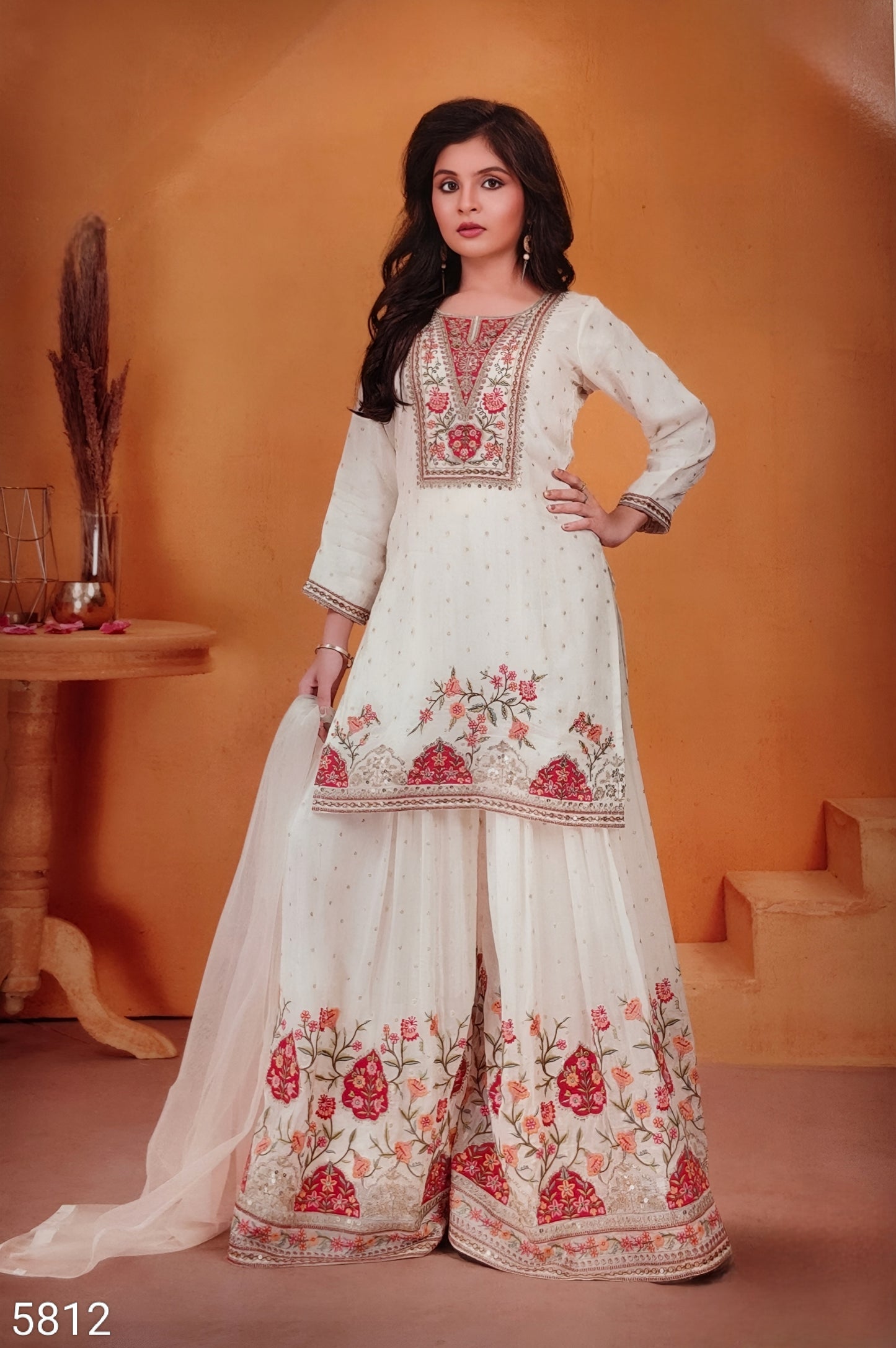 Cream Colour Plazo Set(GE-GPZS_5812)