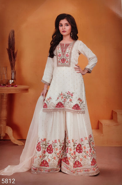 Cream Colour Plazo Set(GE-GPZS_5812)