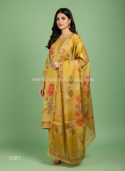 Yellow Colour Kurti Set(LC-WKIS_3581)