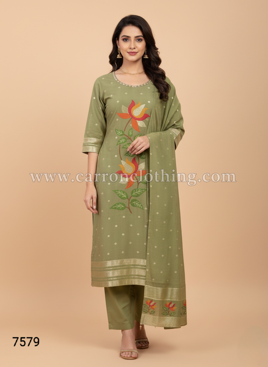 Green Colour Kurti Set(LC-WKIS_7579)