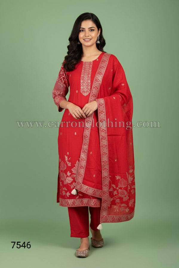 Red Colour Kurti Set(LC-WKIS_7546)