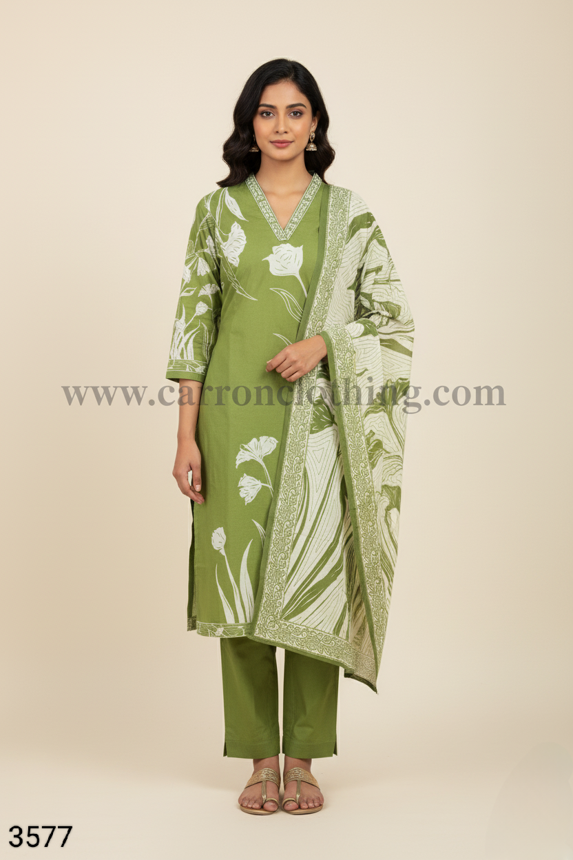 Green Colour Kurti Set(LC-WKIS_3577)