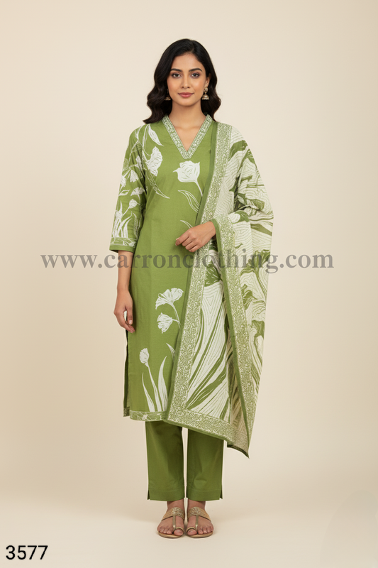 Green Colour Kurti Set(LC-WKIS_3577)