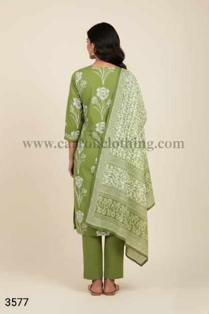 Green Colour Kurti Set(LC-WKIS_3577)