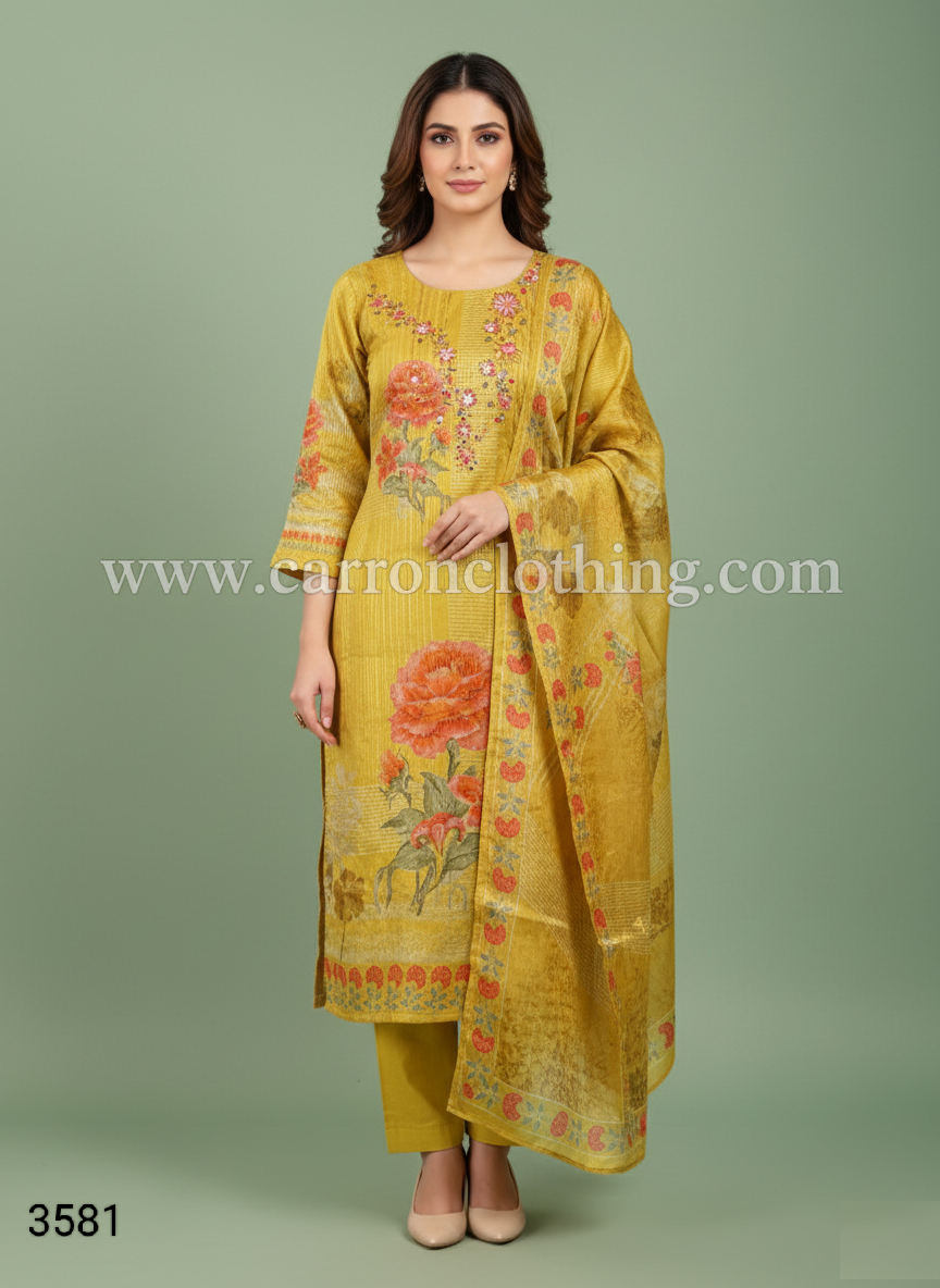 Yellow Colour Kurti Set(LC-WKIS_3581)
