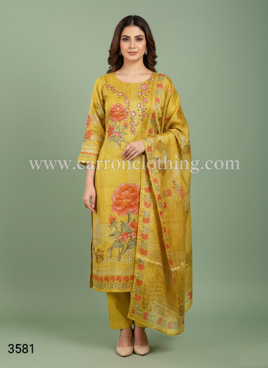 Yellow Colour Kurti Set(LC-WKIS_3581)