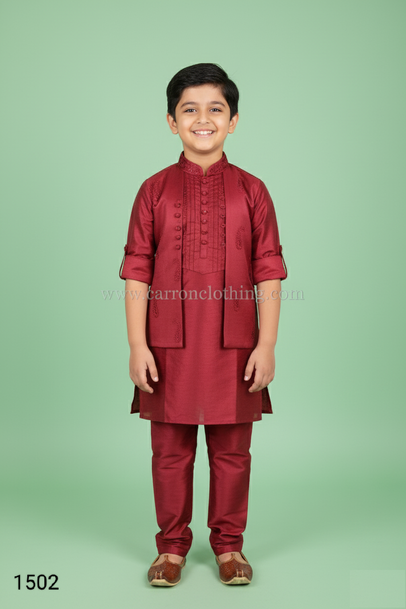 Maroon Colour Jacket Kurta Set(BE-BBUS_1502)
