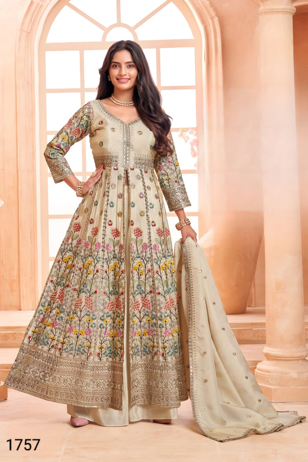 Cream Colour Plazo Set(LE-WPZS_1757)