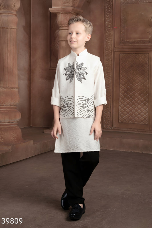 White Colour Jacket Kurta Set(BE-BBUS_39809)