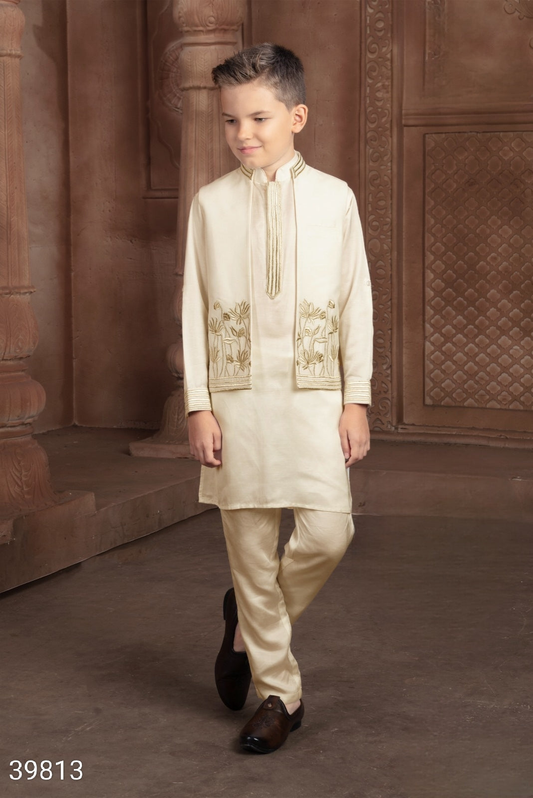 Cream Colour Jacket Kurta Set(BE-BBUS_39813)