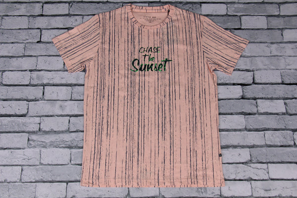 Peach Colour Print T-Shirt (MC-01_SQ-RN-23097)