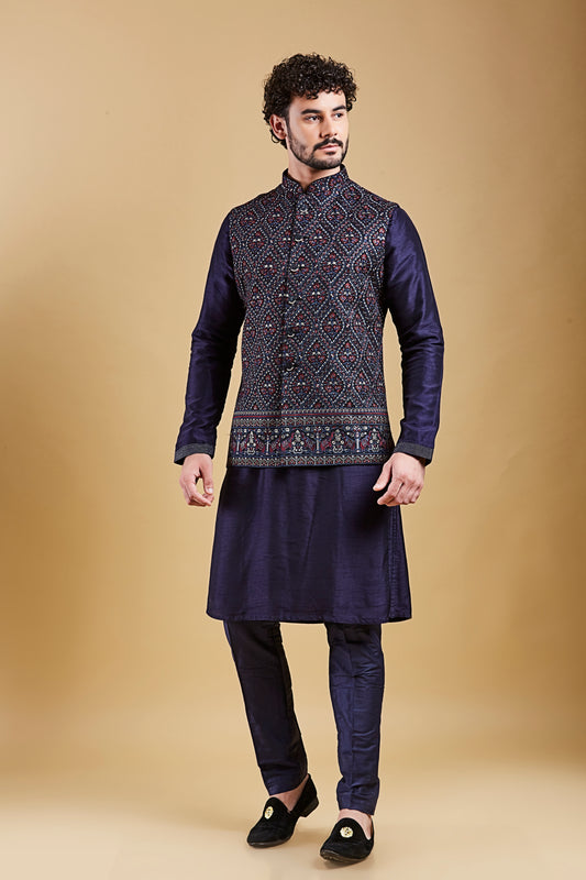 Navy Blue Colour Bundi Set(ME-MBUS_JS-651)