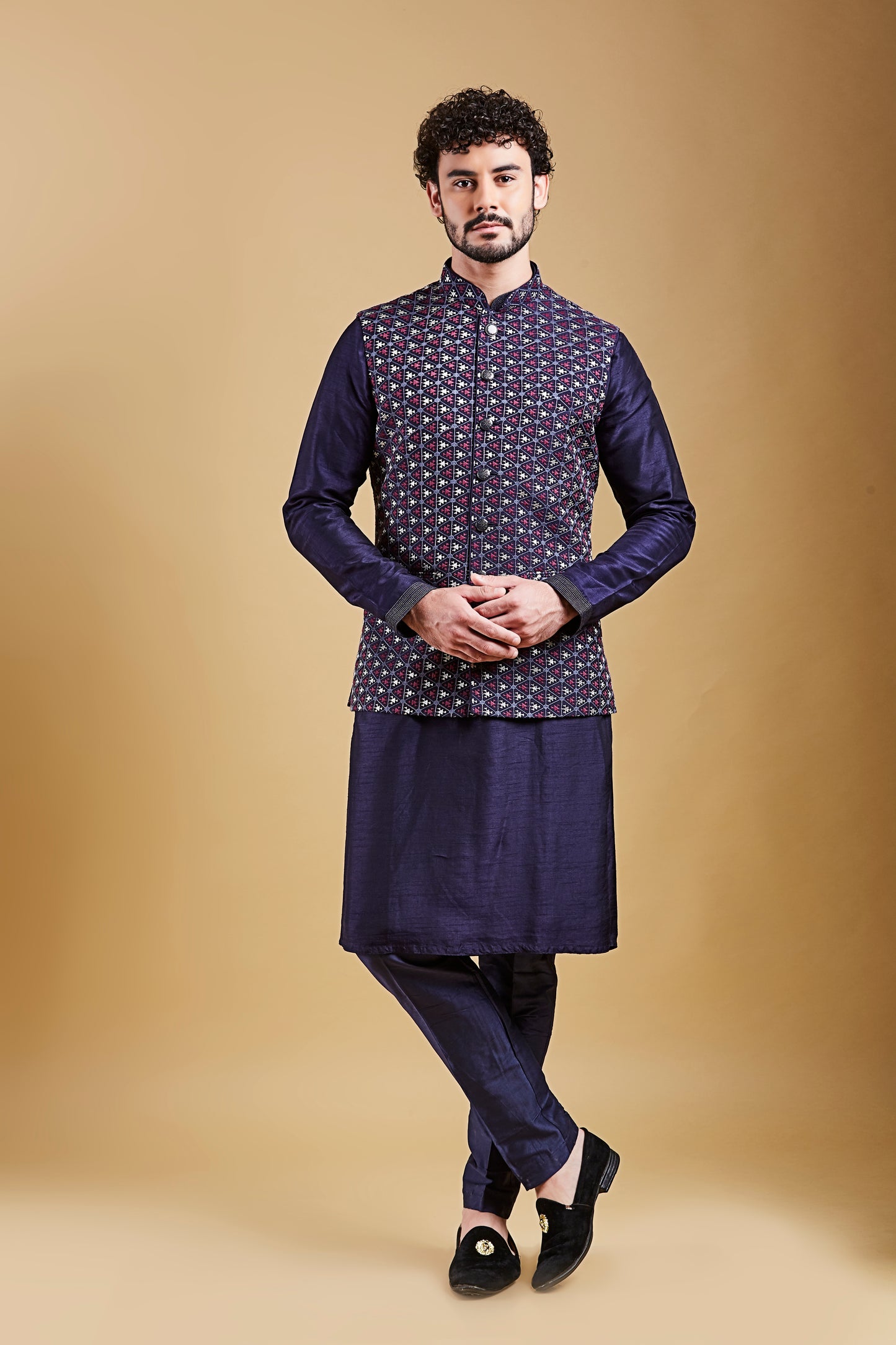 Navy Blue Colour Bundi Set(MC-MBUS_JS-531)