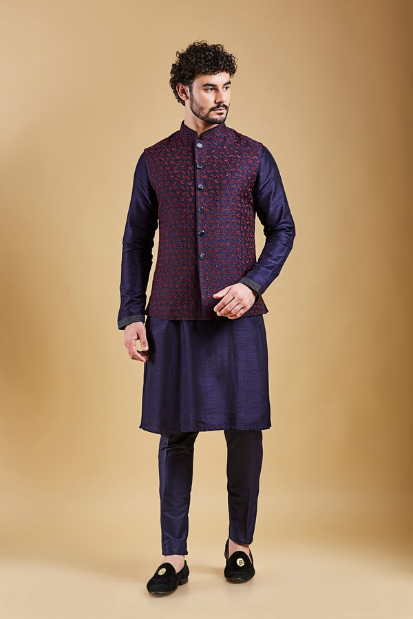 Navy Blue Colour Bundi Set(ME-MBUS_JS-680)