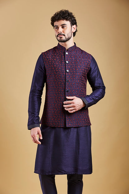 Navy Blue Colour Bundi Set(ME-MBUS_JS-680)