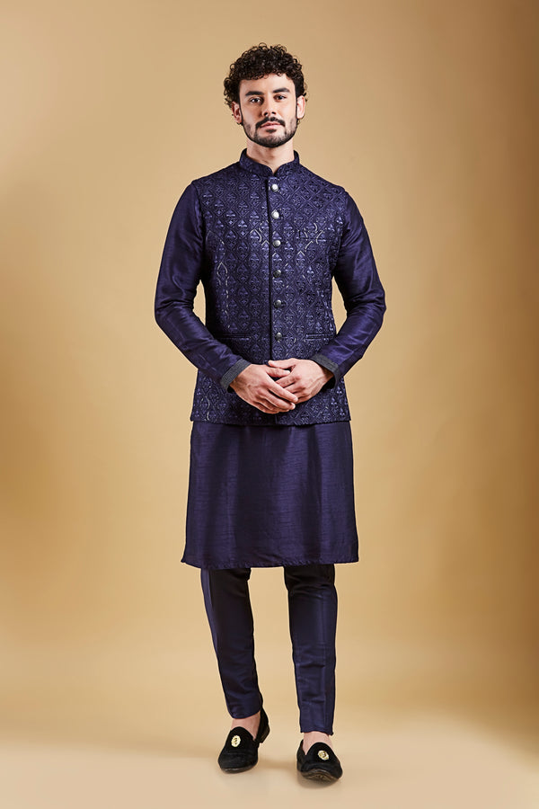 Navy Blue Colour Bundi Set(ME-MBUS_JS-451)