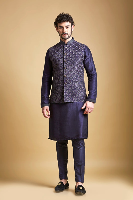 Navy Blue Colour Bundi Set(ME-MBUS_JS-327)