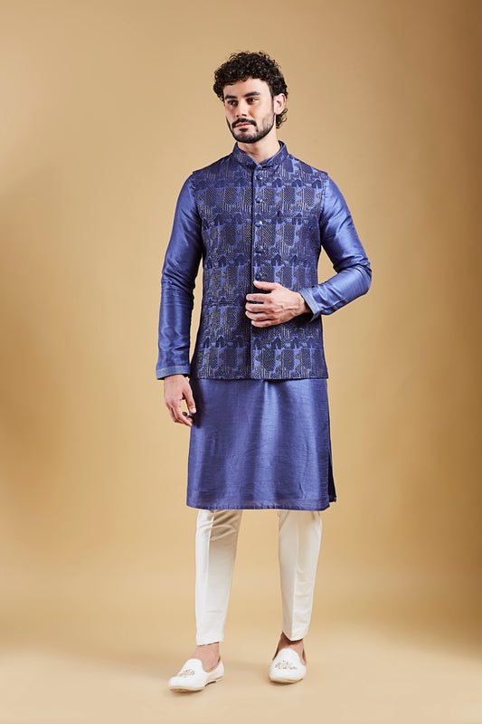 Indigo Blue Colour Bundi Set(ME-MBUS_JS-645)