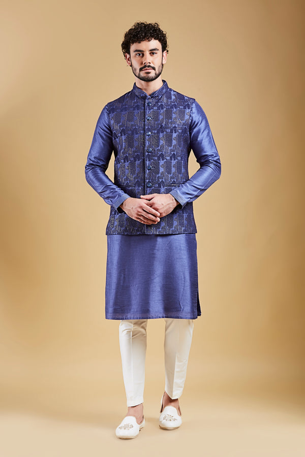 Indigo Blue Colour Bundi Set(ME-MBUS_JS-645)