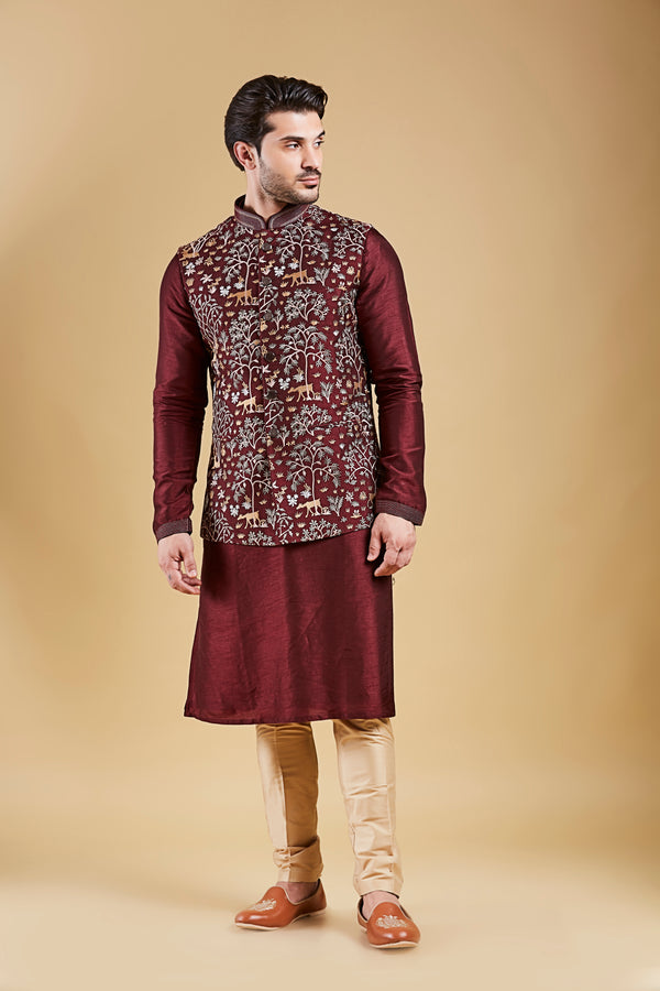 Wine Colour Bundi Set(ME-MBUS_JS-529)