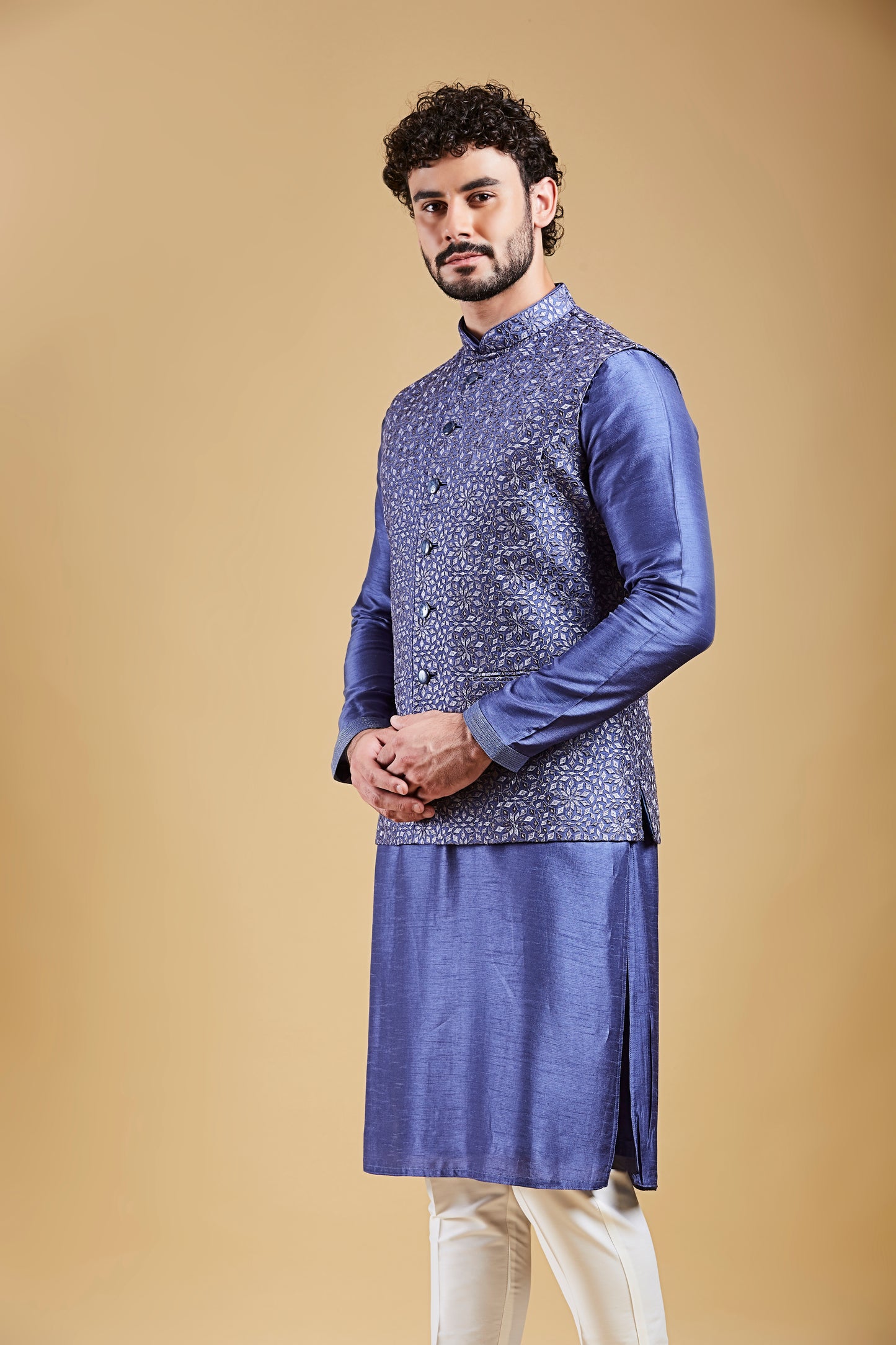 Indigo Blue Colour Bundi Set(ME-MBUS_JS-647)