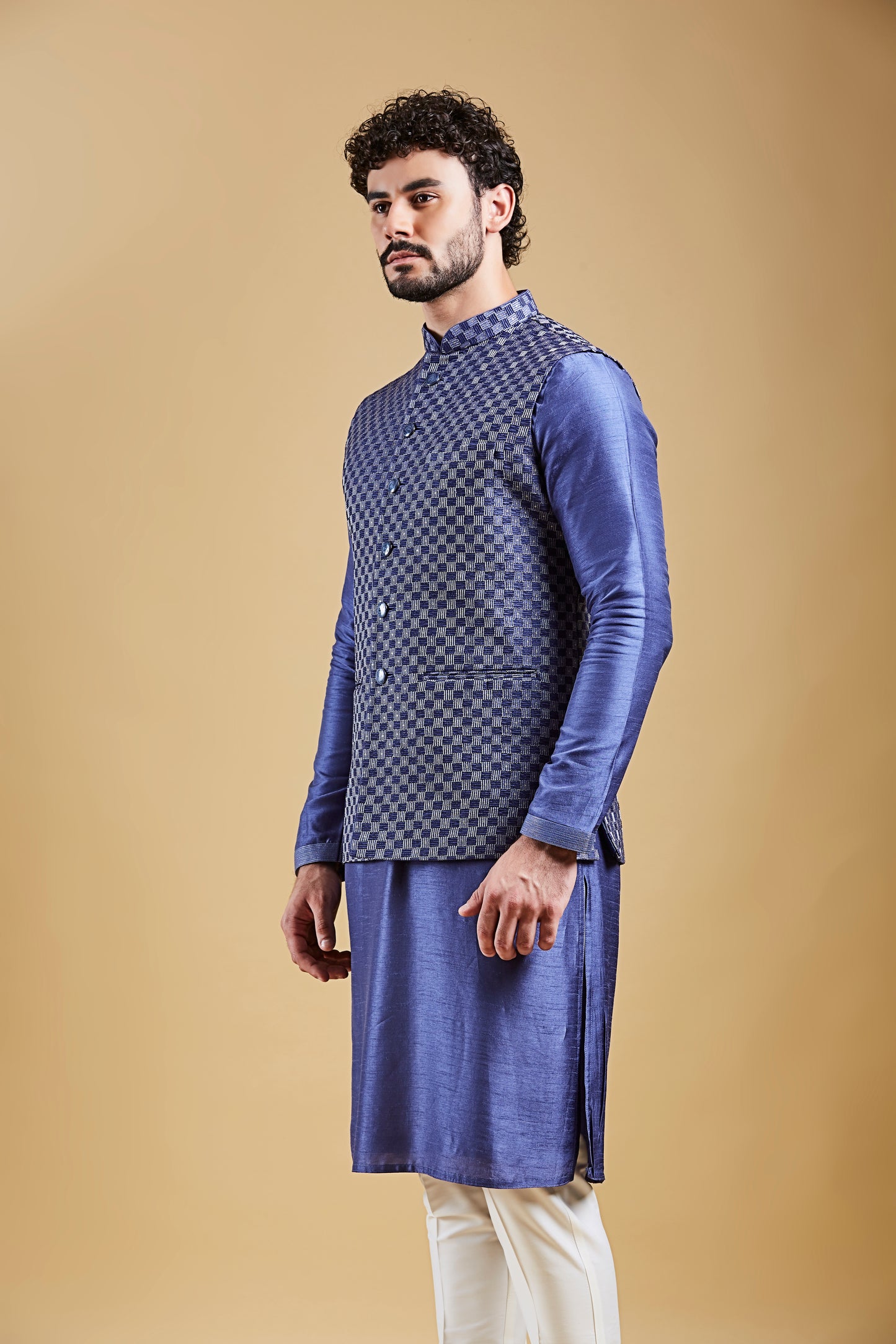 Indigo Blue Colour Bundi Set(ME-MBUS_JS-644)
