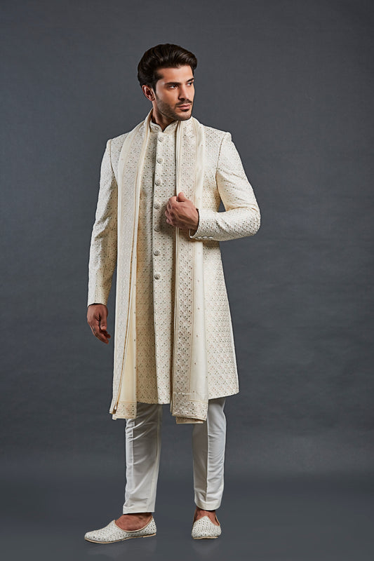 Cream Colour Sherwani(ME-MSRW_IW-27)