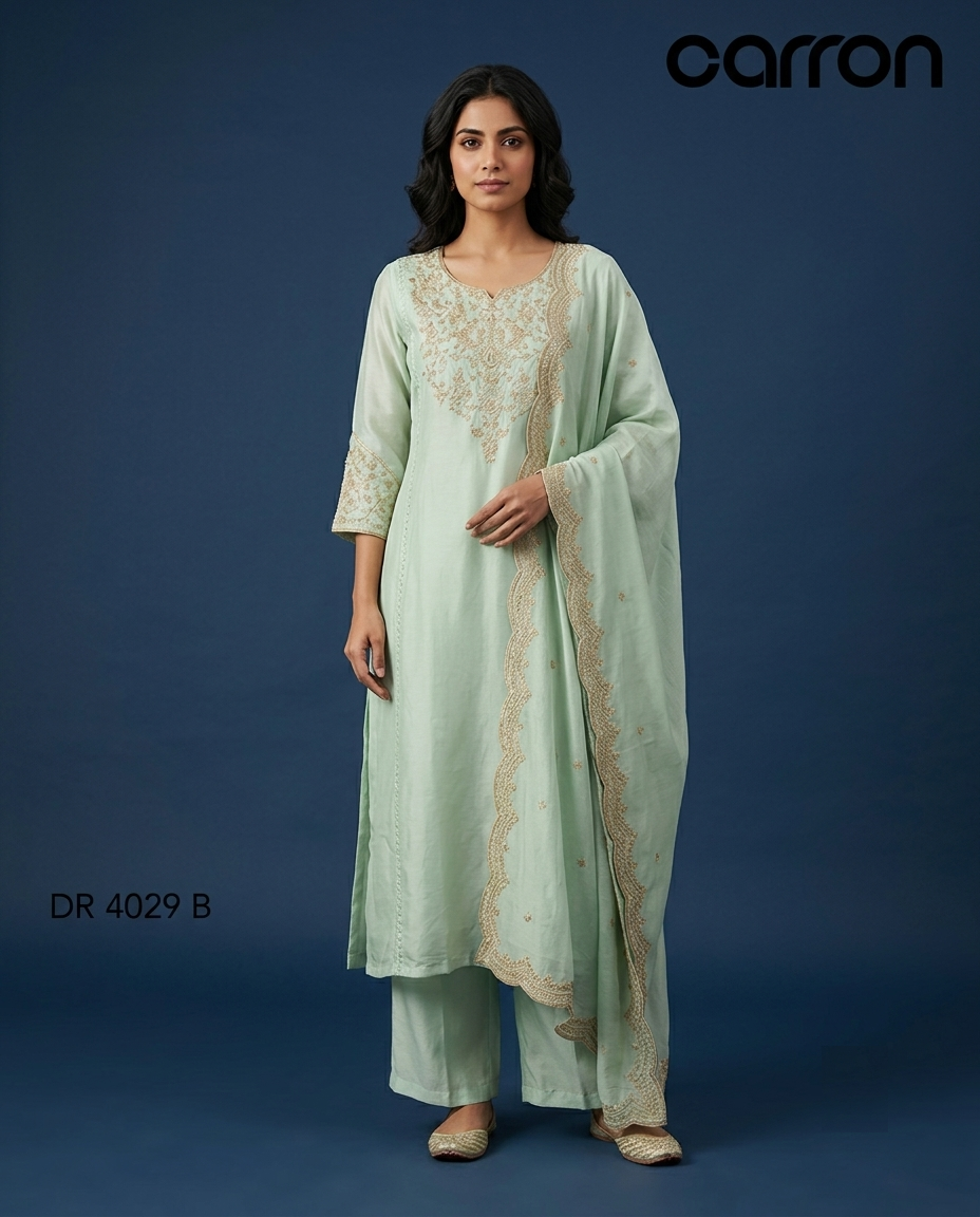 Pista Green Colour Kurti Set(LC-WKIS_DR 4029 B)