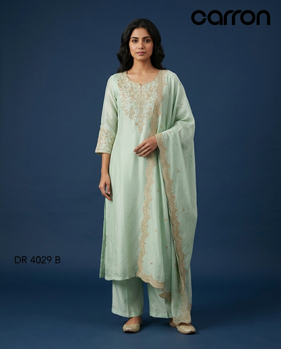 Pista Green Colour Kurti Set(LC-WKIS_DR 4029 B)